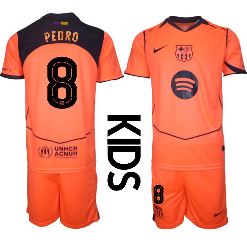 Youth 2025-2026 Club Barcelona away orange #8 Soccer Jersey->youth soccer jersey->Youth Jersey